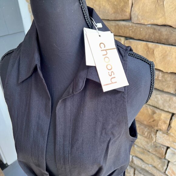 Crosby St Black Plunging Shirt Dress by Choosy NWT Size 0 - Picture 1 of 5